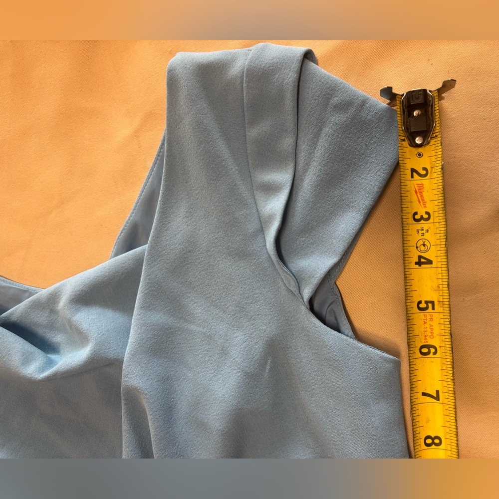 Adrianna Papell Ruched Sheath Dress Sky Blue Sz 10 Office Cocktail Fitted - Picture 9 of 16
